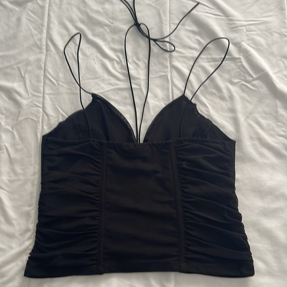 NWOT mesh halter top w ruching - Picture 4 of 5